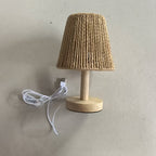 Lampe de chevet en bois et abat-jour conique en corde tressée, 25 cm