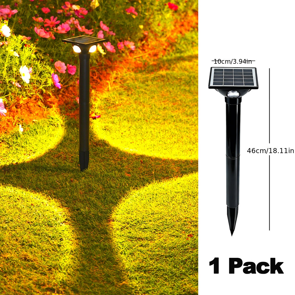 Projecteur solaire de jardin à 4 faisceaux sur piquet de 46 cm