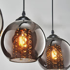 Suspension boule en verre gris fumé Ø 18 cm, à l'unité ou par trois