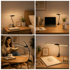 Lampe de bureau à pince double barre LED noire, col de 29 cm