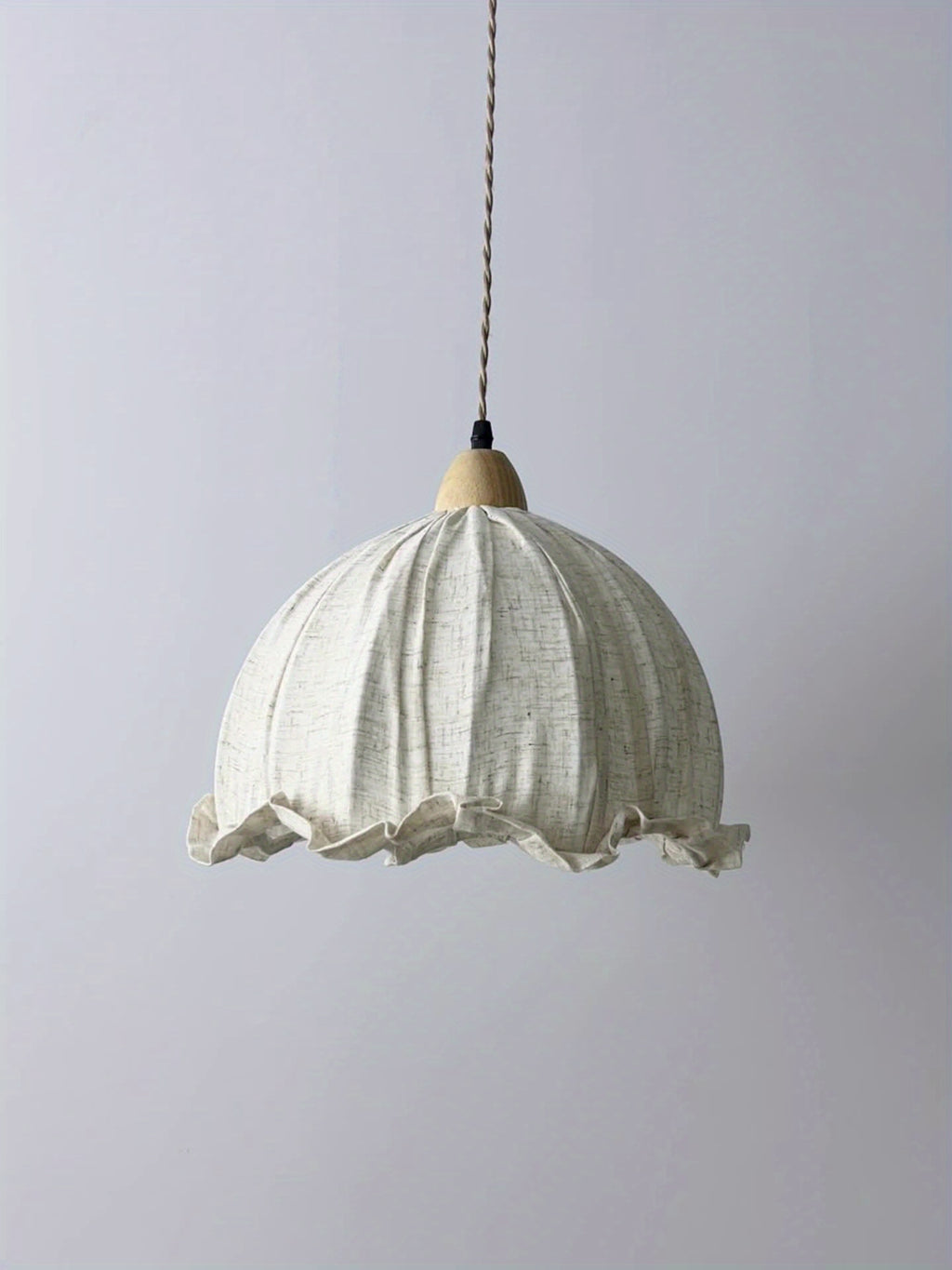 Abat-jour en lin à bord volanté, forme cloche Ø 22 x H 16,2 cm