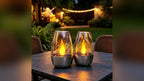Bougie LED solaire à flamme vacillante sous cloche, 10 cm, IP65