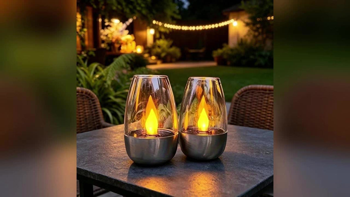 Bougie LED solaire à flamme vacillante sous cloche, 10 cm, IP65