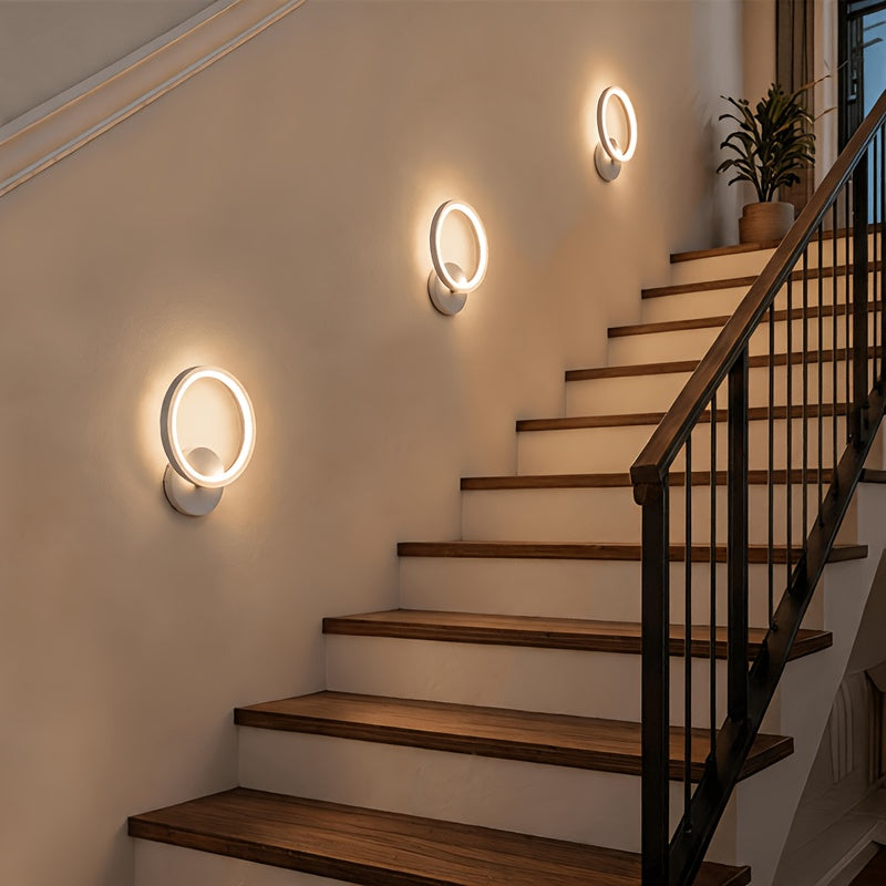 Applique murale anneau LED blanche rechargeable à télécommande