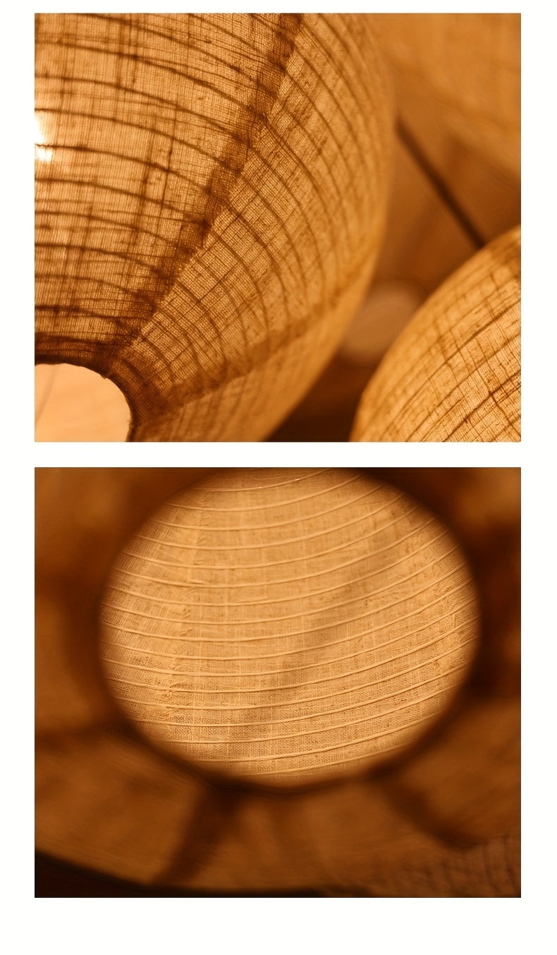 Abat-jour boule en toile de ramie pour suspension, Ø 30 à 50 cm