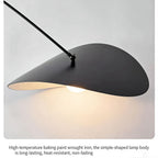 Lampadaire arc noir à abat-jour ondulé en forme de chapeau, 183 cm