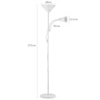 Lampadaire vasque avec liseuse flexible, noir ou blanc, 175 cm