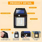 Applique murale solaire lanterne à filament et détecteur, lot de 2