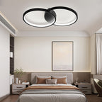 Plafonnier LED double anneau noir et blanc, 50 cm, trois teintes
