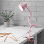 Lampe à pince col de cygne à tête dôme, noire, blanche ou rose