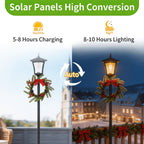 Lampadaire solaire de Noël 150 cm avec couronne et jardinière