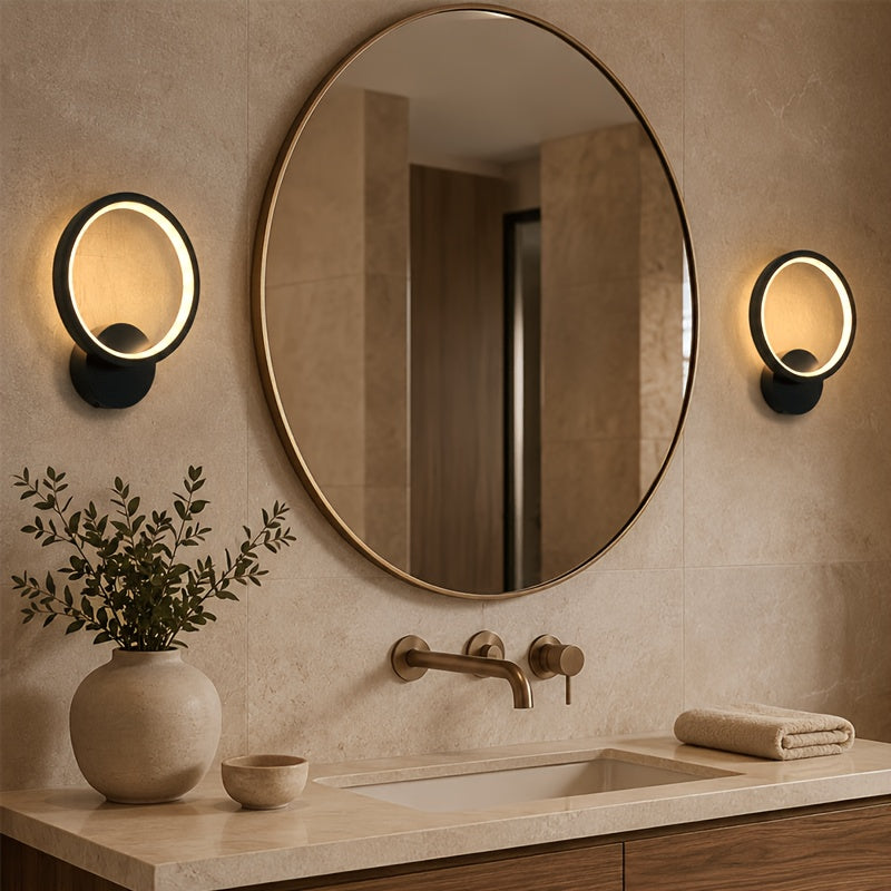 Applique murale LED anneau noir rechargeable, avec télécommande