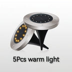 Lumière chaude / Lot de 5 lampes souterraines à 12 LED en acier inoxydable