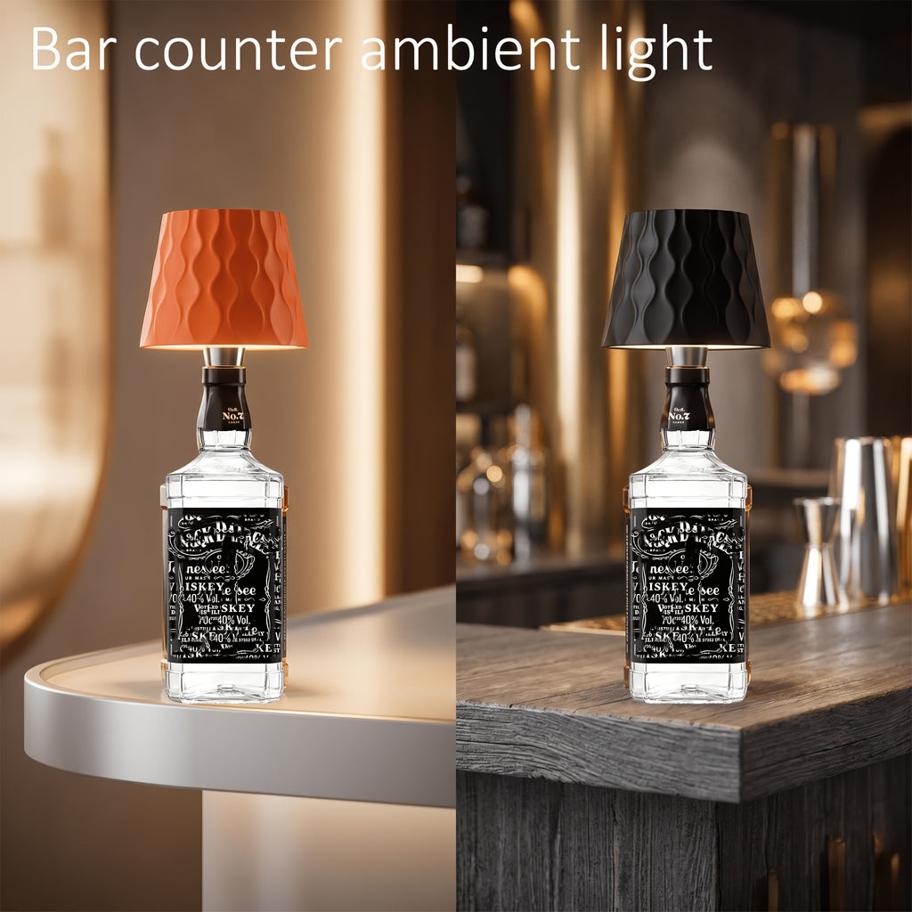 Lampe sans fil pour bouteille, abat-jour ondulé, recharge USB-C