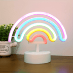 Néon LED arc-en-ciel sur socle, à piles ou USB, 23 x 19 cm