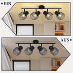 Plafonnier noir à spots grillagés E27, 3 ou 4 lumières, 50 à 64 cm