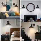 Applique murale industrielle noire orientable, lot de 2 sans fil RVB
