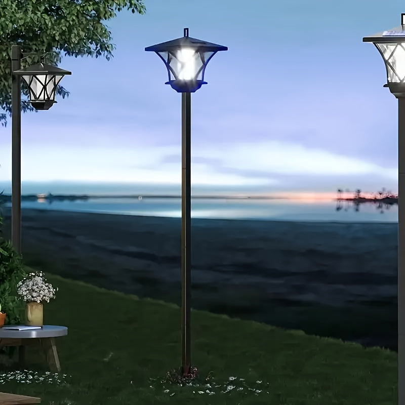 Lampadaire solaire lanterne sur mât, pose en tête ou en potence