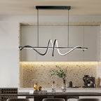 Suspension LED en vague de silicone sur barre de 100 cm, or ou noir