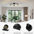 Plafonnier 3 spots GU10 noir sur rampe de 30 cm, à l'unité ou par 2
