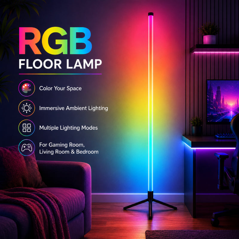 Lampadaire LED RVB à minuterie et télécommande, colonne de 110 cm