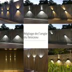 Applique murale solaire double faisceau blanc chaud, angle réglable