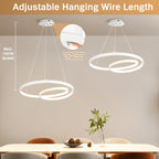 Lustre LED spirale à deux niveaux Ø 40 cm, blanc ou noir, 34 W