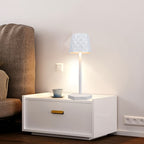 Lampe de bureau LED rose sans fil, abat-jour facetté en relief