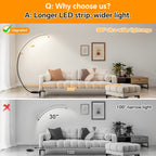 Lampadaire arc LED à variateur, pédale et télécommande, 165 cm