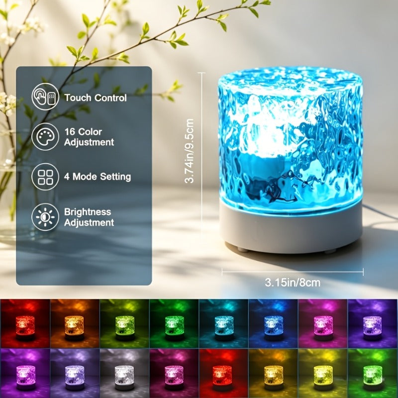 Lampe d'ambiance vague d'eau Ø 8 cm, tactile et télécommande à pile