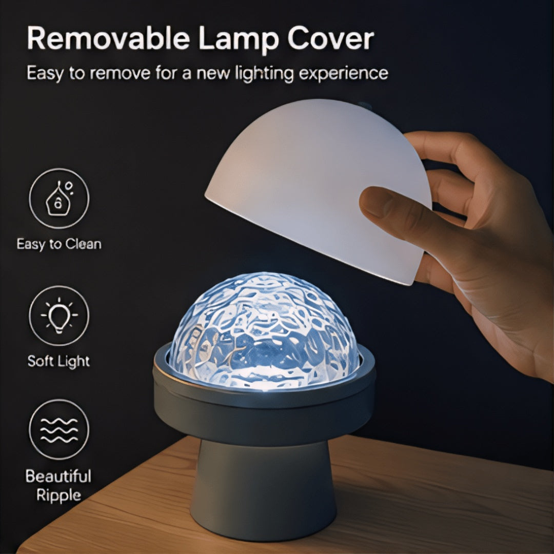 Lampe LED projecteur de reflets d'eau, dôme amovible sans fil