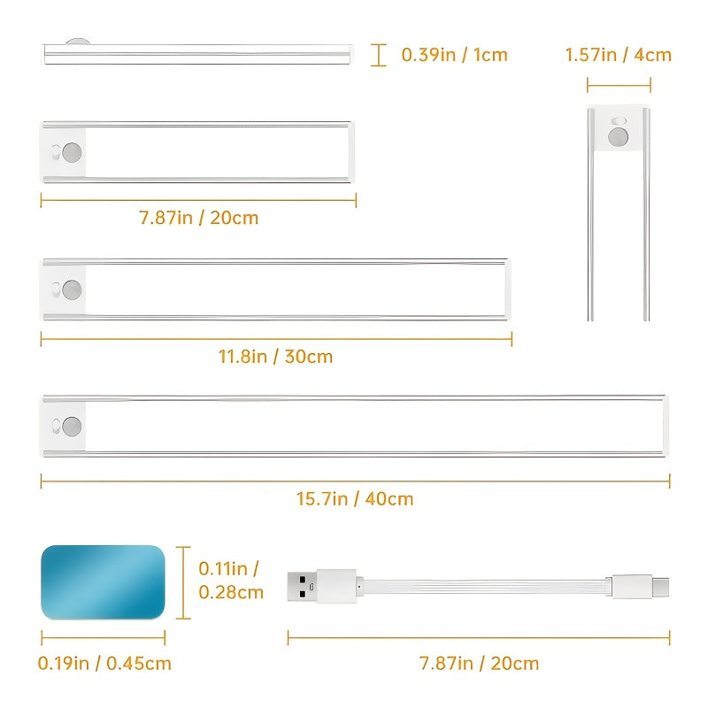Lot de 2 réglettes LED aluminium à diffusion latérale, 30 ou 40 cm