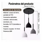 Suspension 3 cloches noire, blanche et grise sur rosace ronde