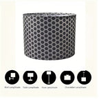 Abat-jour tambour à motif hexagones noir et blanc, Ø 33 x H 25 cm