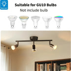 Plafonnier 3 spots GU10 noir sur rampe de 30 cm, à l'unité ou par 2