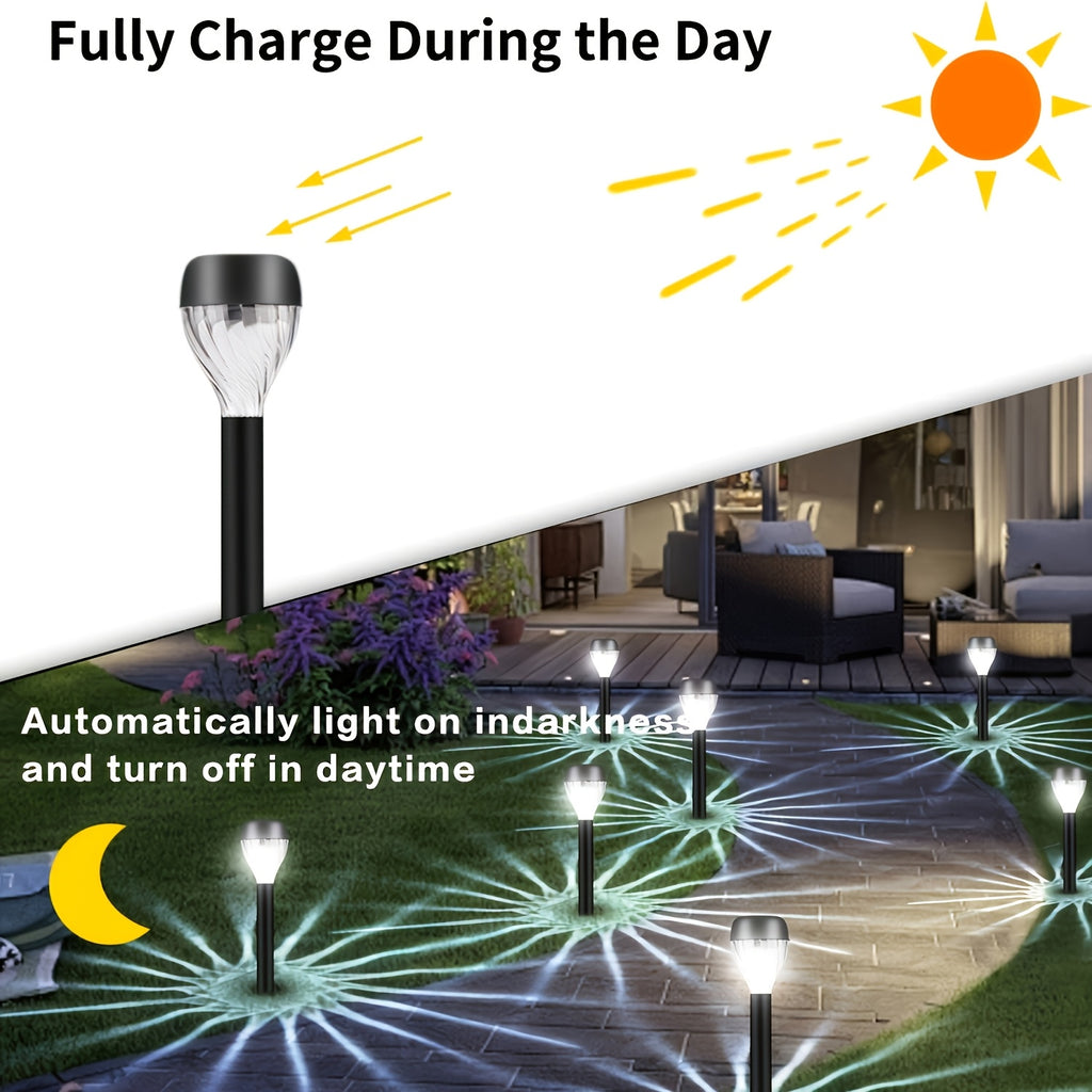Lot de 10 lampes solaires sucette à tête torsadée pour allée