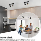 Spot noir mat à deux têtes orientables, barre compacte 26 cm, GU10