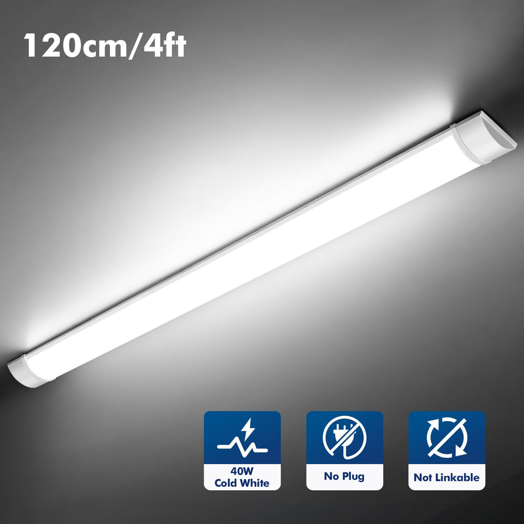 Réglette LED 120 cm 40 W blanc froid, à fixer au plafond ou au mur