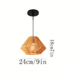 Suspension diamant en corde naturelle tressée, Ø 24 x H 18 cm, E27