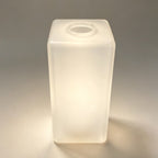 Abat-jour colonne carrée en verre dépoli blanc, 10 x 10 x H 20 cm