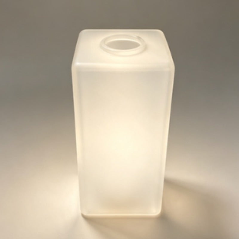 Abat-jour colonne carrée en verre dépoli blanc, 10 x 10 x H 20 cm
