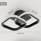 Plafonnier LED à deux carrés entrelacés, noir ou blanc, 29 cm