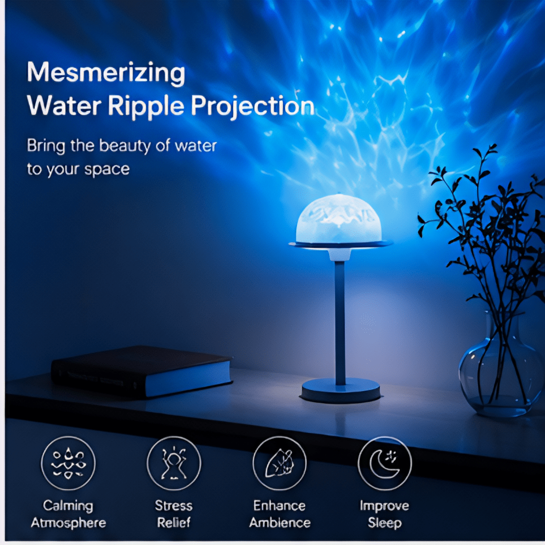 Lampe LED projecteur de reflets d'eau, dôme amovible sans fil