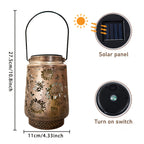 Lanterne solaire ajourée de tournesols, projection de motifs au sol