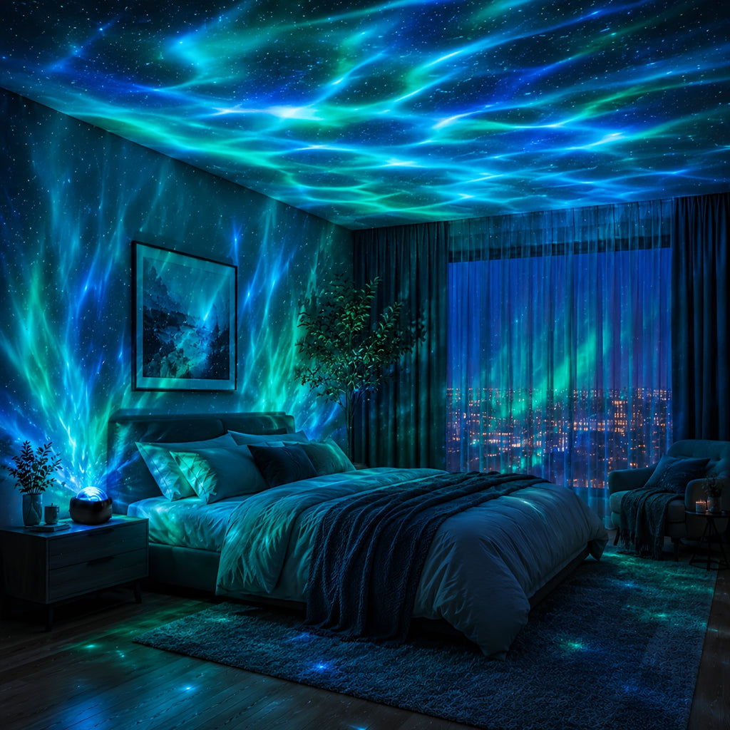 Veilleuse projecteur vagues d'eau, dôme noir pour salon et chambre