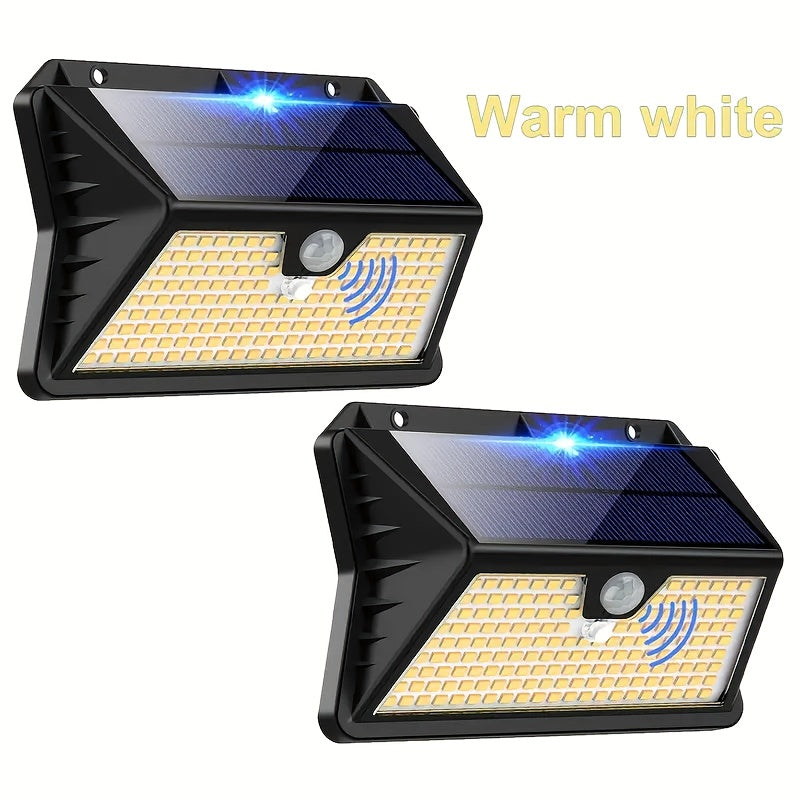 Applique solaire 185 LED blanc chaud à détecteur, IP65, lot de 2 ou 4