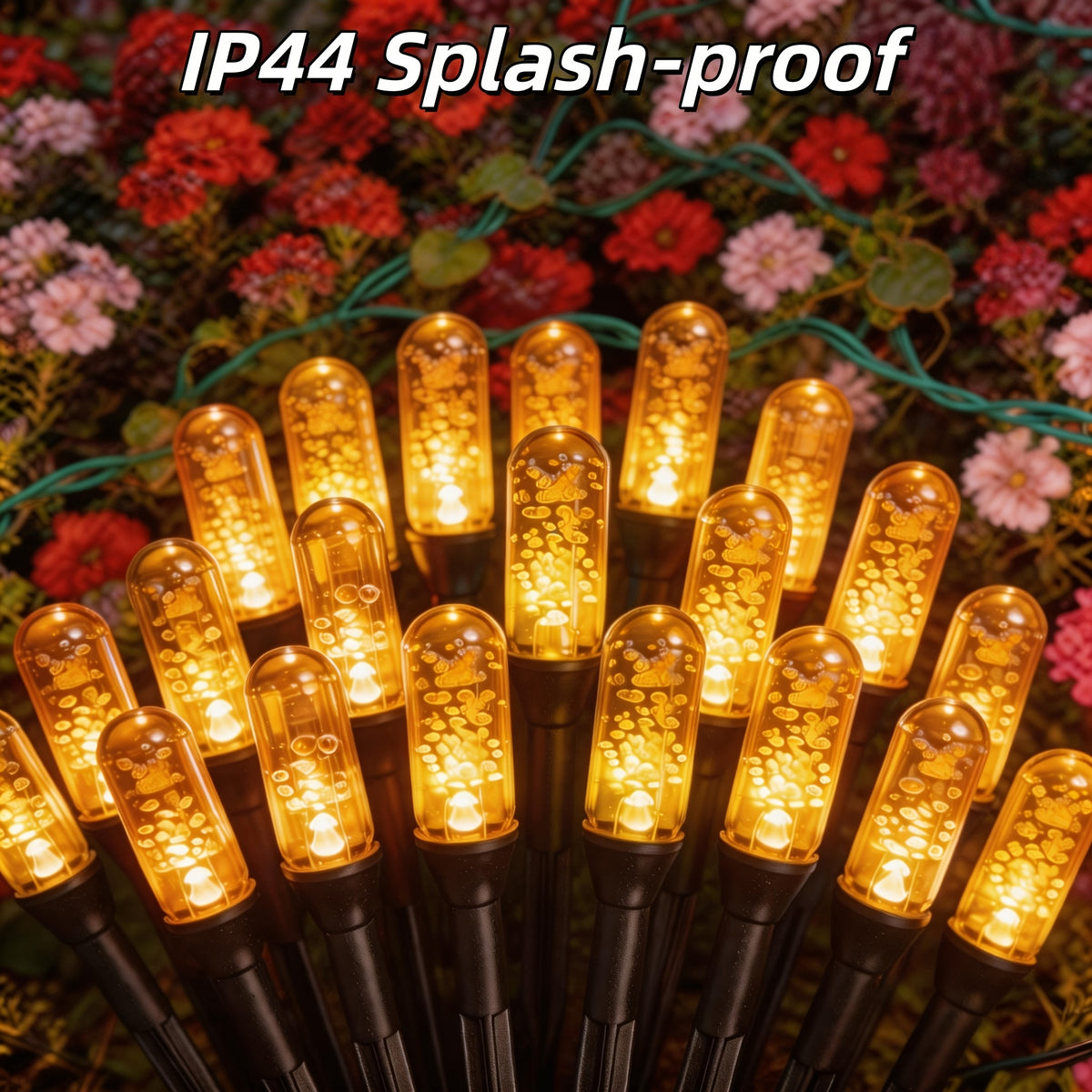 Guirlande solaire de jardin à 20 piquets à bulles, 5 m, 8 modes