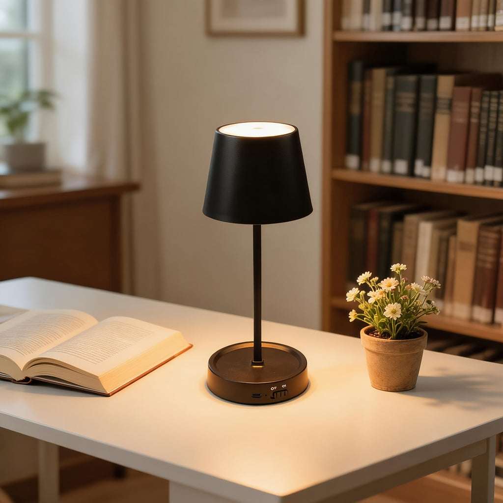 Lampe de table sans fil à socle vide-poche, recharge USB-C