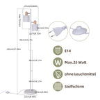 Lampadaire blanc à deux spots en tissu orientables, E14, 145 cm
