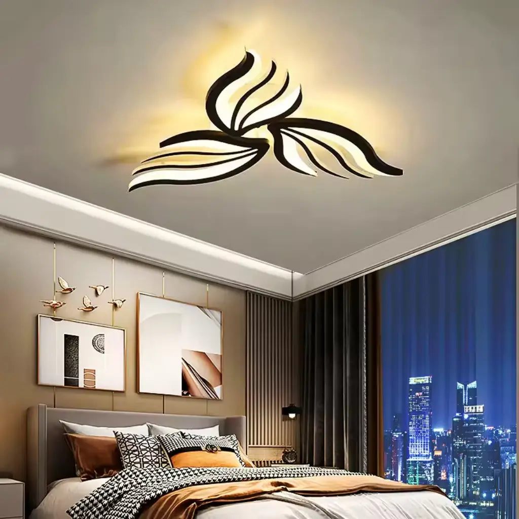 Plafonnier LED à trois pétales blancs effilés, 37 W, pour chambre